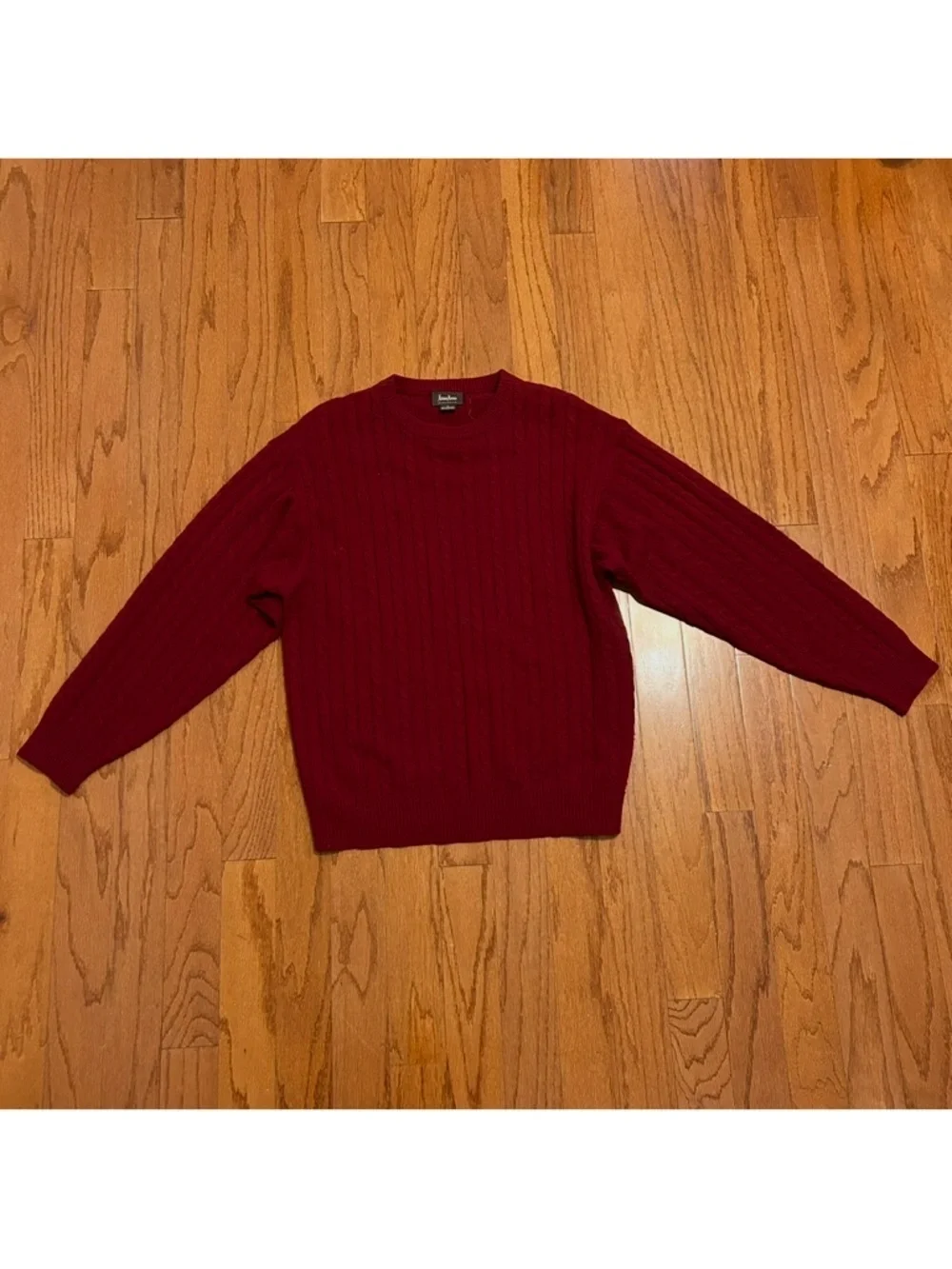 Neiman Marcus 100% Cashmere Sweater XL Red Cable Knit Luxury Designer